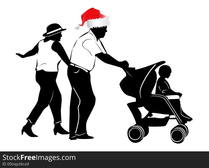 Christmas family in black and red. Christmas family in black and red