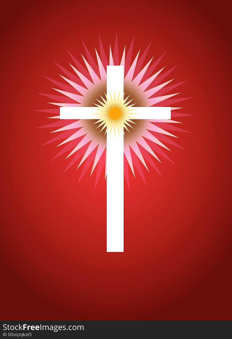 Cross with Radiating Light Behind