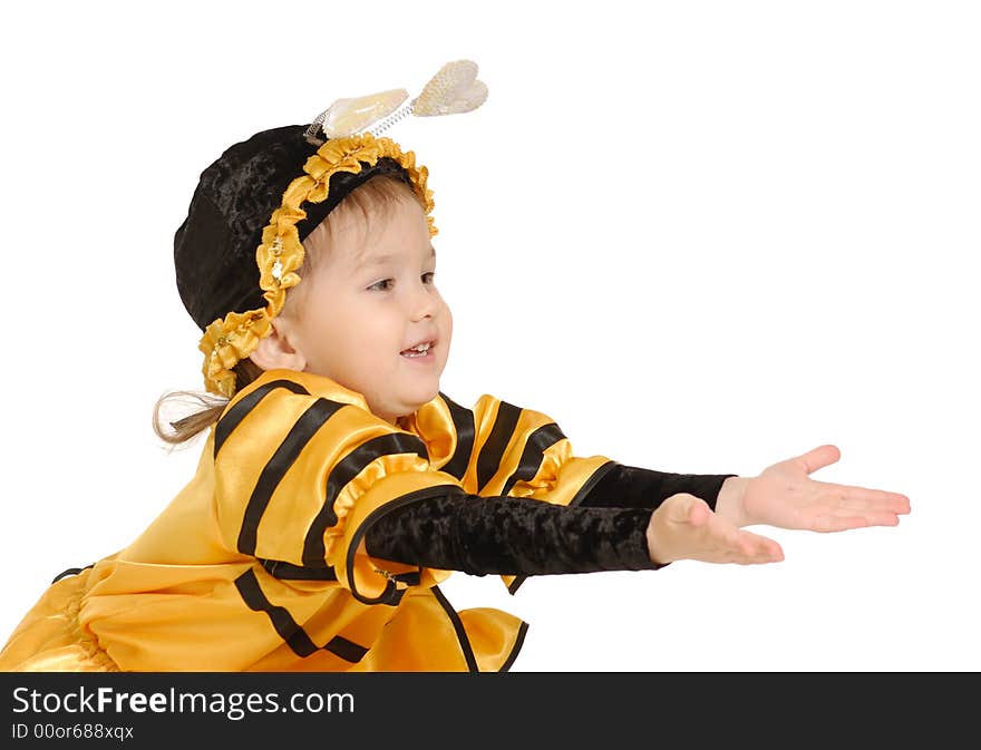 The little girl in dress of a bee