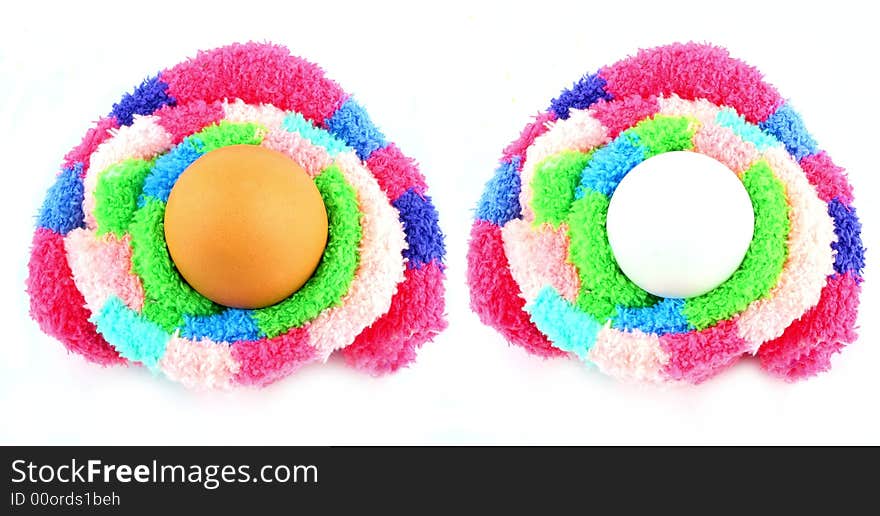 Two eggs in a easter clutches