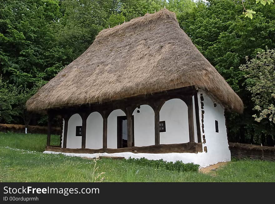 Exterior of old ethno house in remote part of Balkan, Romania, Europe