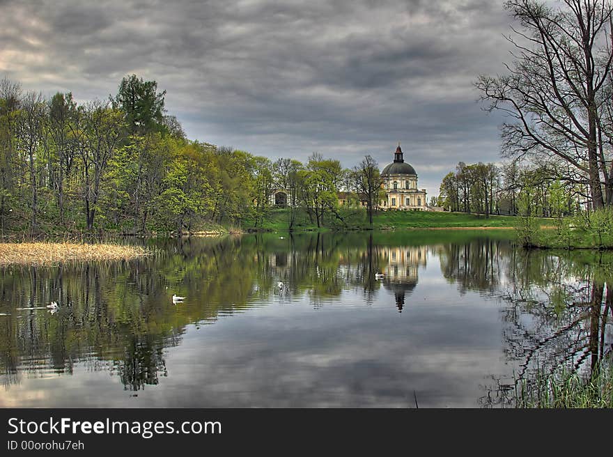 Landscape with early spring in park