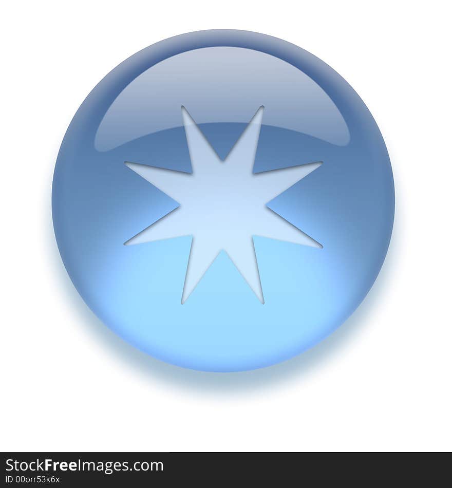 Shiny transparent high-resolution Aqua Icon with shadow, isolated on white. Icon color can be easily changed with Hue/Saturation