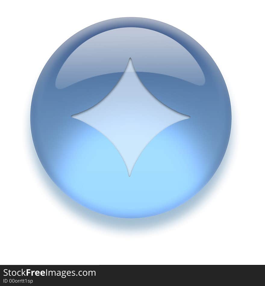 Shiny transparent high-resolution Aqua Icon with shadow, isolated on white. Icon color can be easily changed with Hue/Saturation