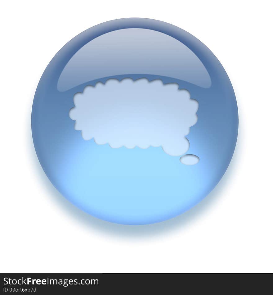 Shiny transparent high-resolution Aqua Icon with shadow, isolated on white. Icon color can be easily changed with Hue/Saturation