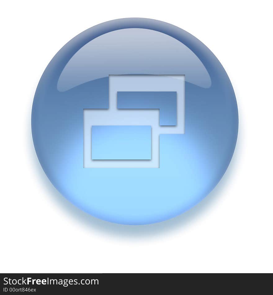 Shiny transparent high-resolution Aqua Icon with shadow, isolated on white. Icon color can be easily changed with Hue/Saturation