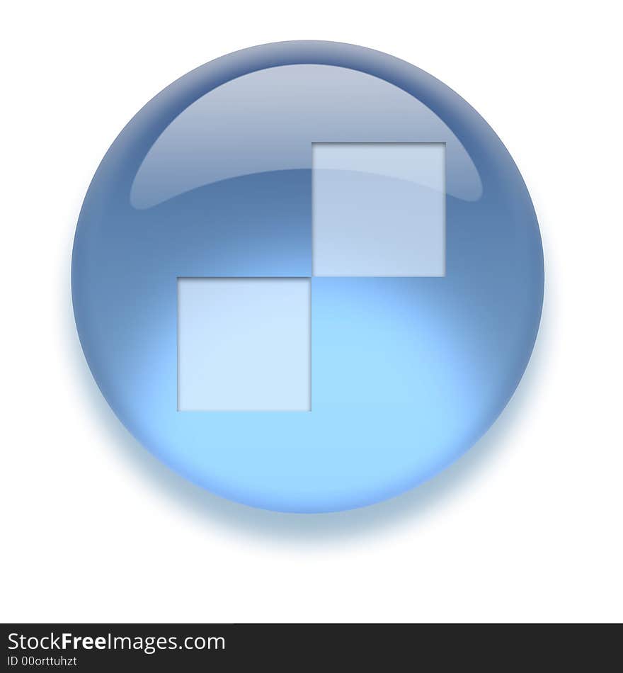 Shiny transparent high-resolution Aqua Icon with shadow, isolated on white. Icon color can be easily changed with Hue/Saturation