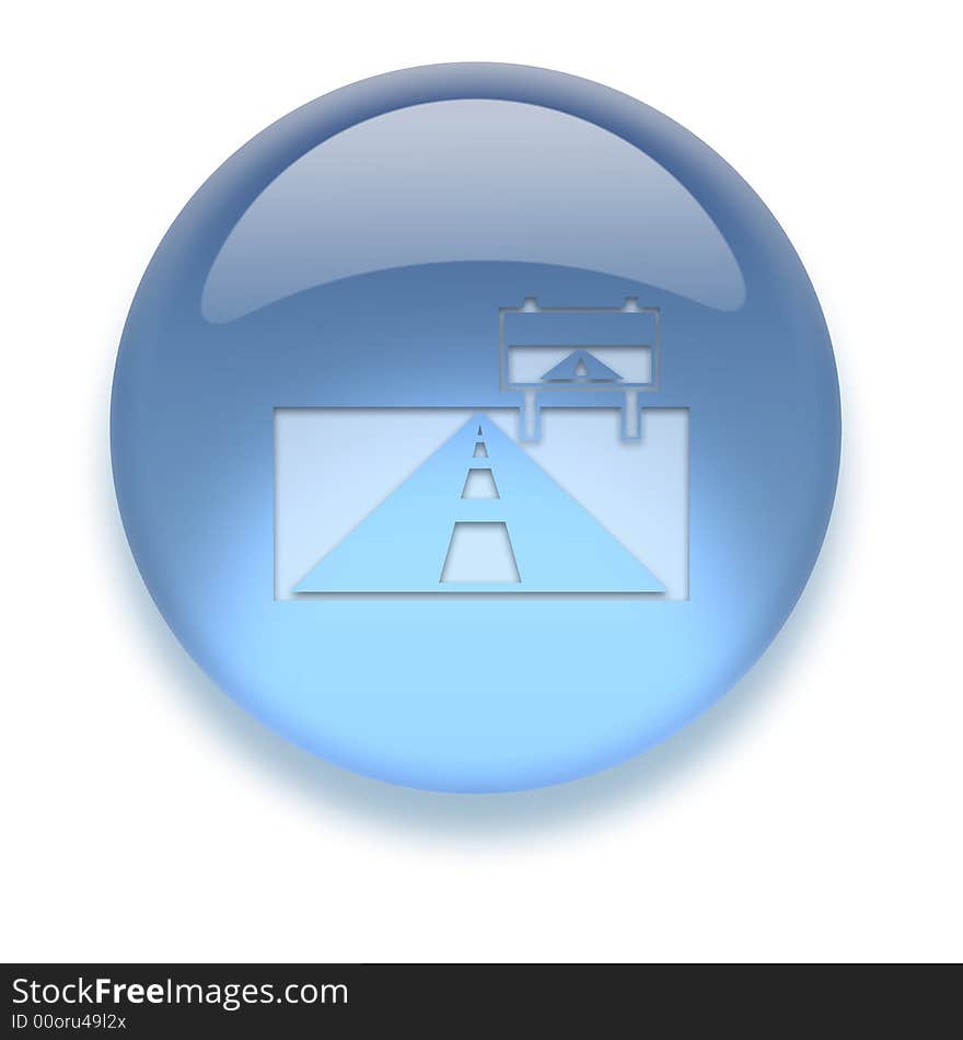 Shiny transparent high-resolution Aqua Icon with shadow, isolated on white. Icon color can be easily changed with Hue/Saturation