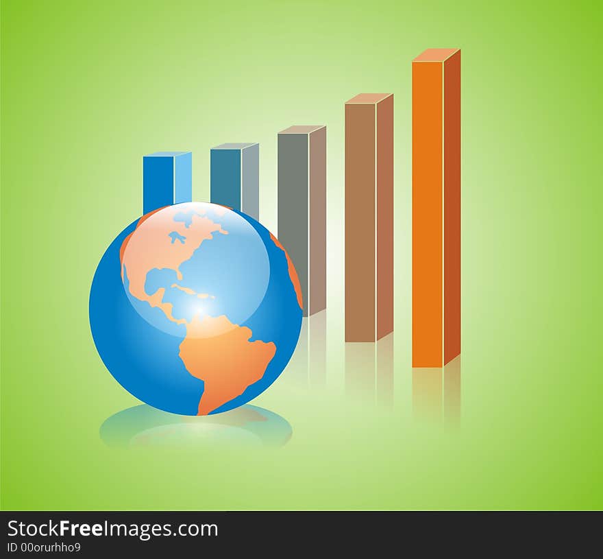 Market growth drawn by graph and american globe.