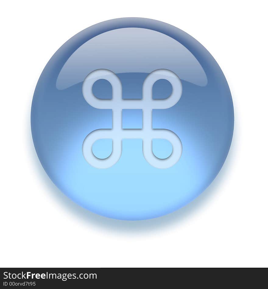 Shiny transparent high-resolution Aqua Icon with shadow, isolated on white. Icon color can be easily changed with Hue/Saturation