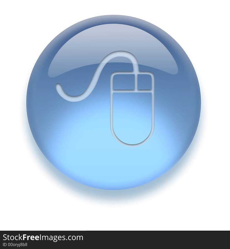 Shiny transparent high-resolution Aqua Icon with shadow, isolated on white. Icon color can be easily changed with Hue/Saturation