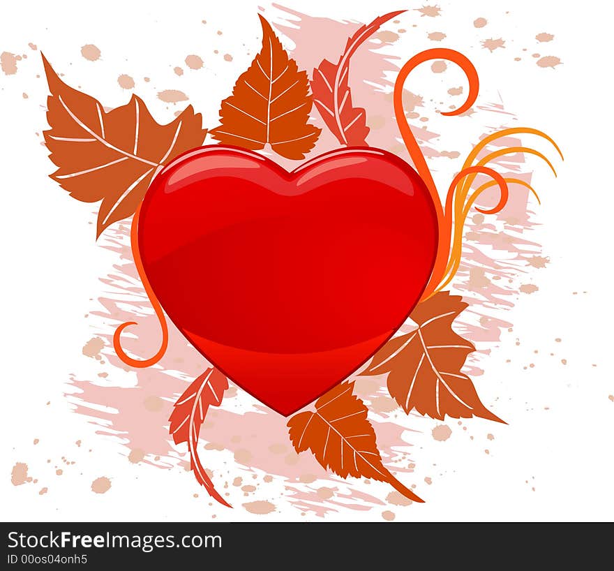 Valentine Heart Floral With Grunge Background