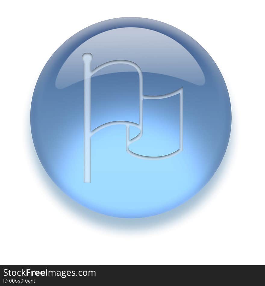 Shiny transparent high-resolution Aqua Icon with shadow, isolated on white. Icon color can be easily changed with Hue/Saturation