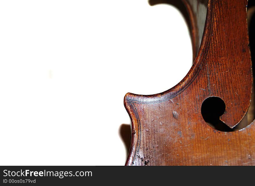 The part of old violoncello body. The part of old violoncello body