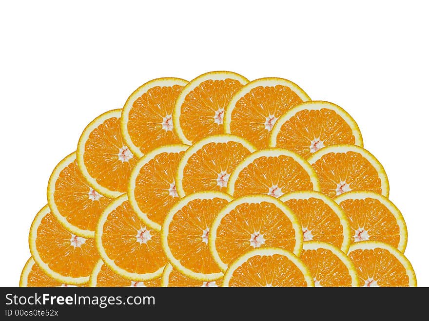 A slice of orange on the white background. The fan