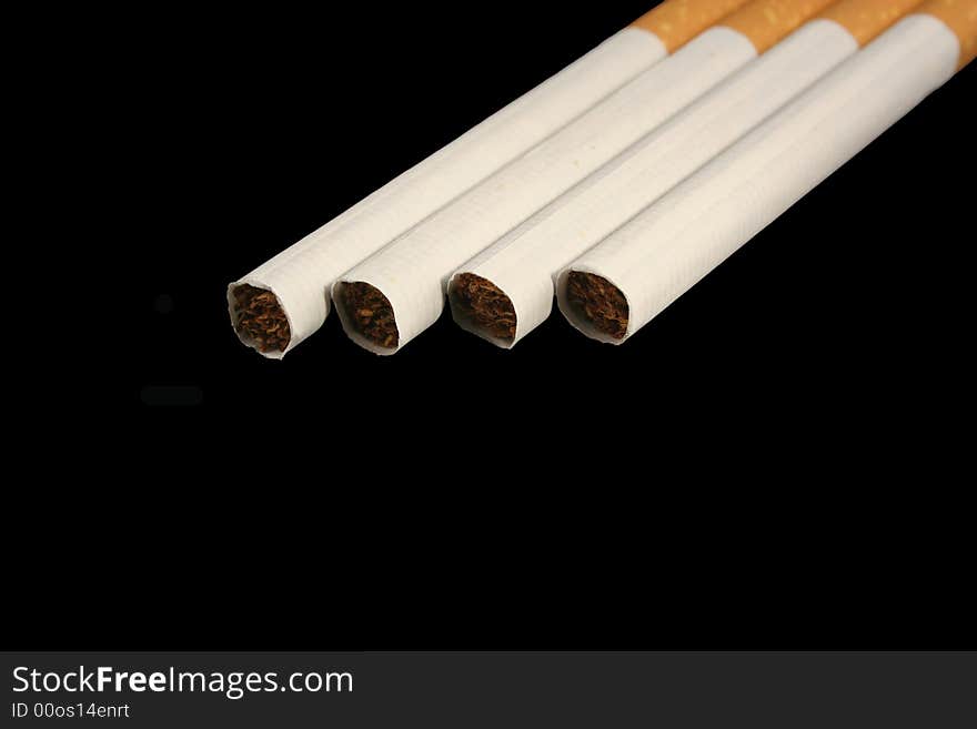 A Isolated Cigarettes on a black background