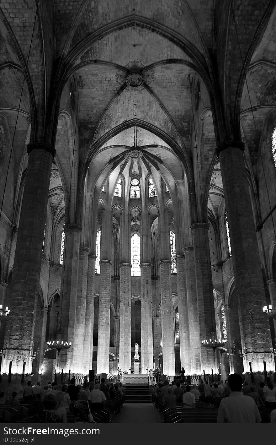 People at mass in one of the cathedrals at Barcelona