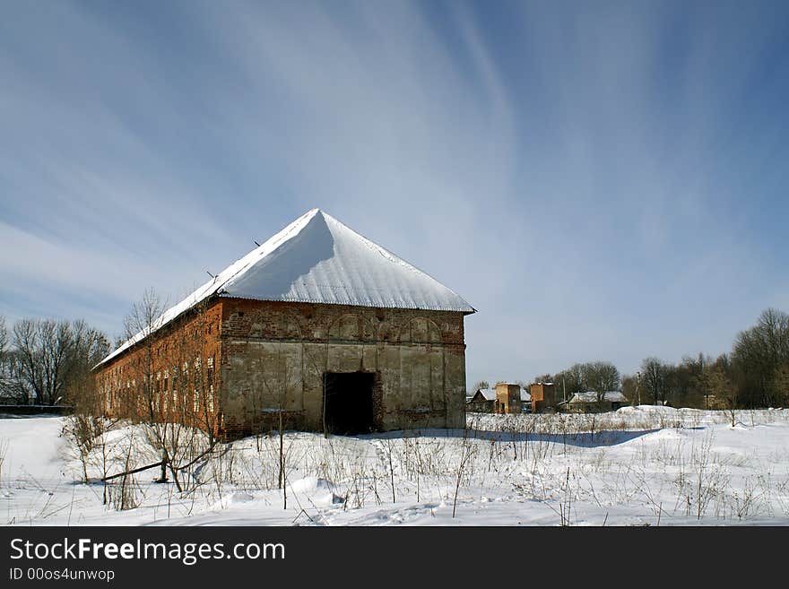 Ruins of stable of Zavadovsky's manor in Lyalichi, Bryansk Region, Russia