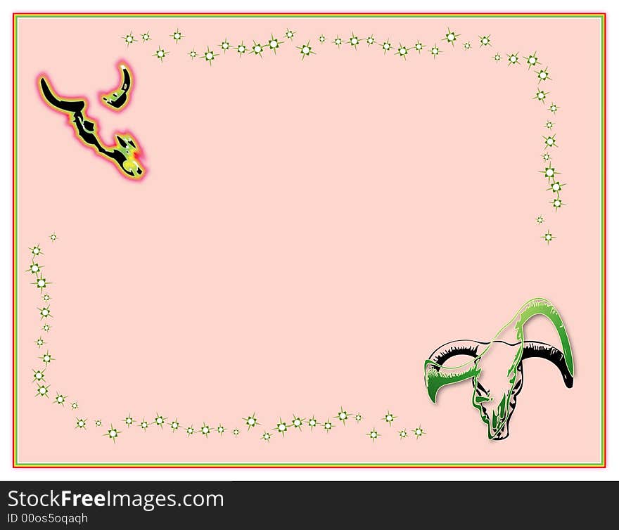 Abstract colored frame with cattle skulls. Abstract colored frame with cattle skulls