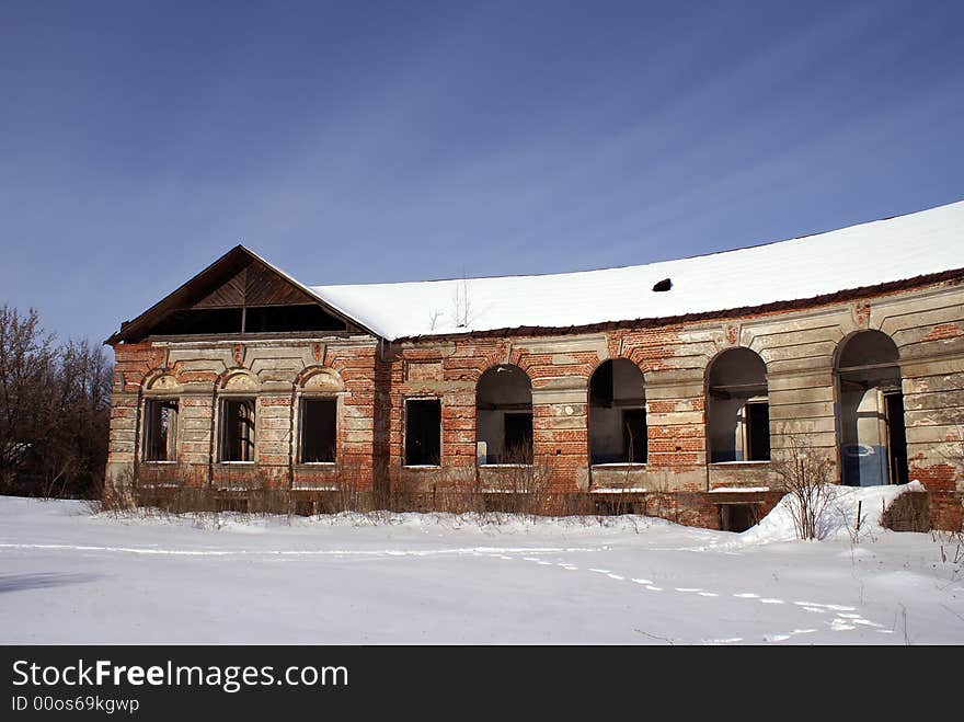 Wing of a building of Zavadovsky's manor (fragment) in Lyalichi, Bryansk Region, Russia. Wing of a building of Zavadovsky's manor (fragment) in Lyalichi, Bryansk Region, Russia