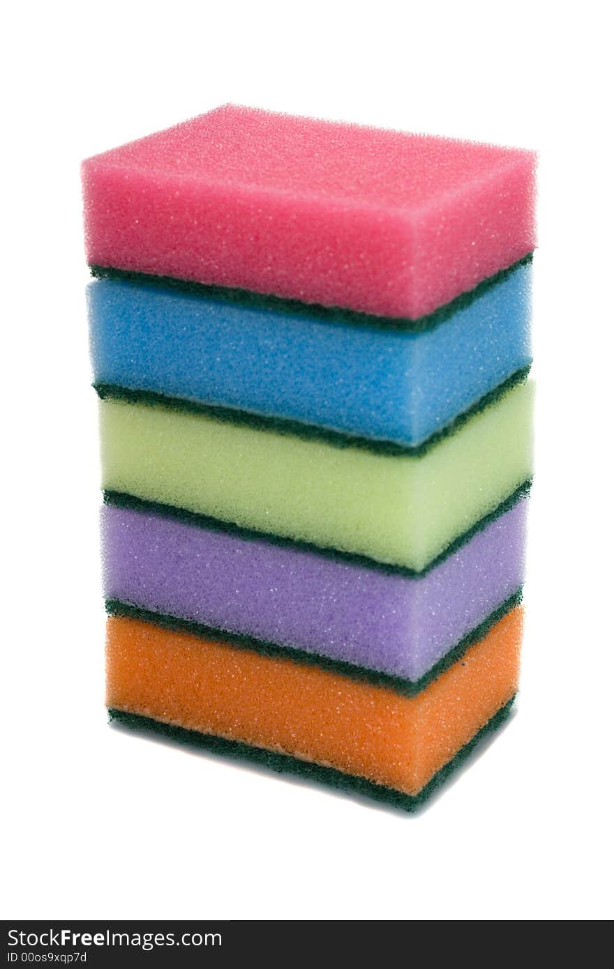 Five colored sponges