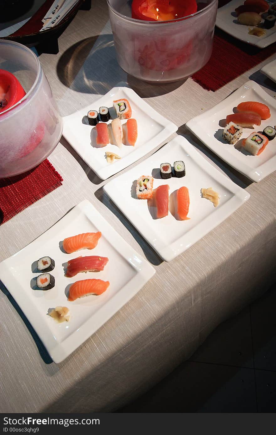 Close up of sushi food. Shallow depht of field