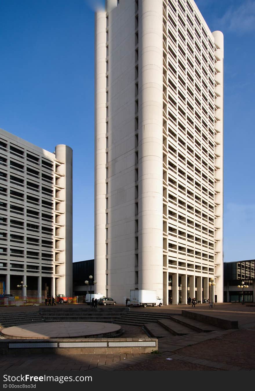 High white business building on a bright day. High white business building on a bright day