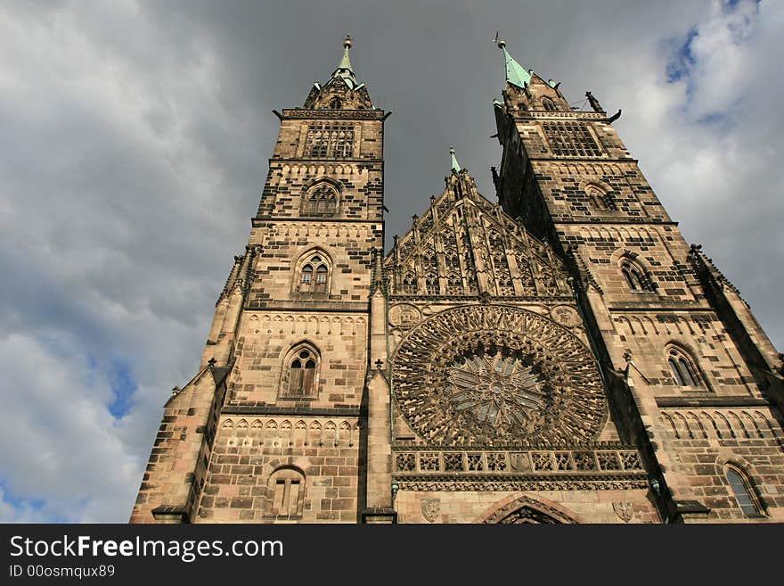 A famous church in Nurnberg old town