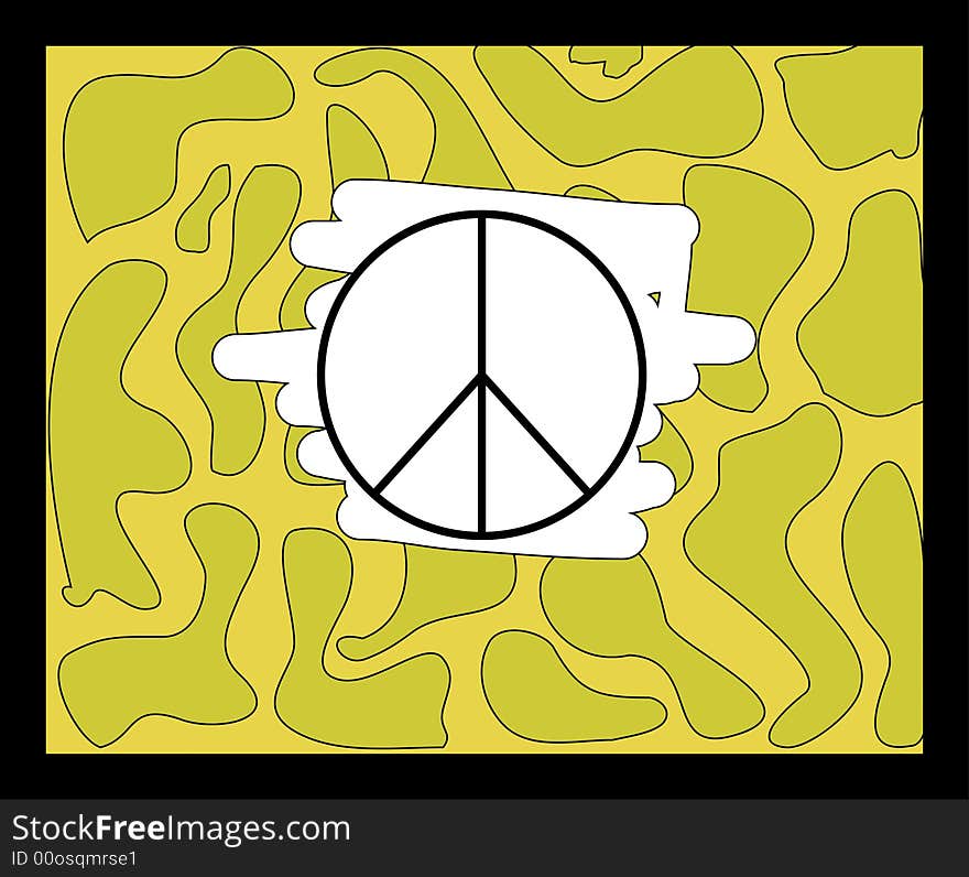 One simple pacific sign on camouflage blackground