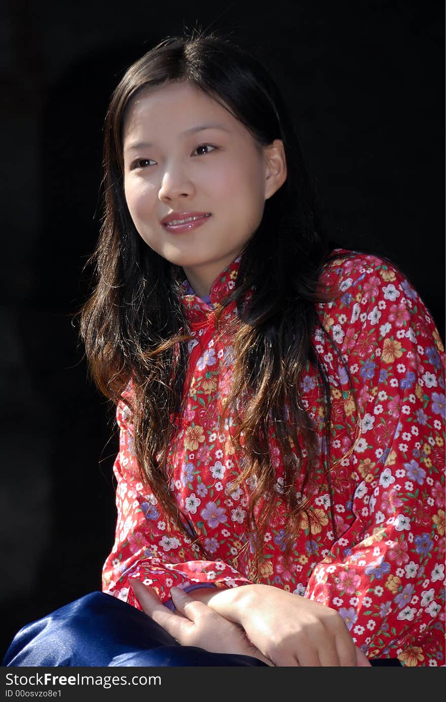 Red dress culture traditional chinese girl