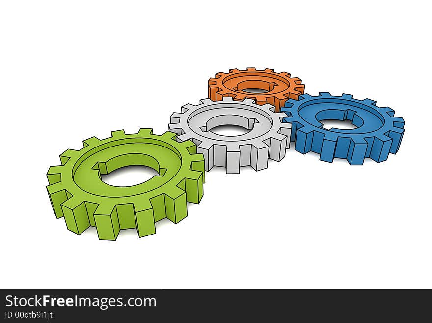 Isolated cogwheels - business network - illustration