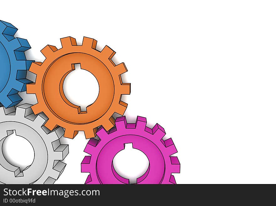 Isolated cogwheels - business network - illustration