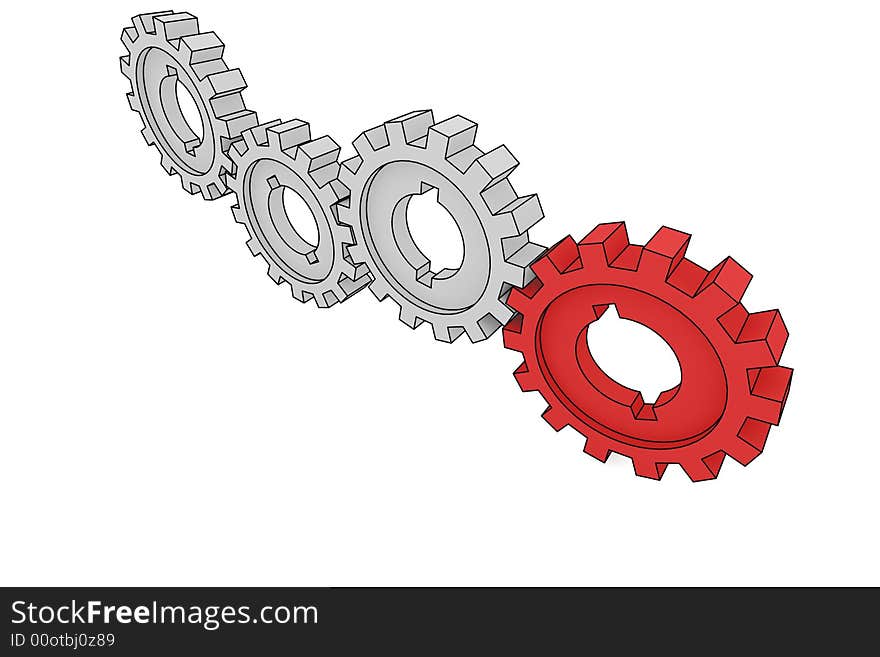 Isolated cogwheels - business network - illustration