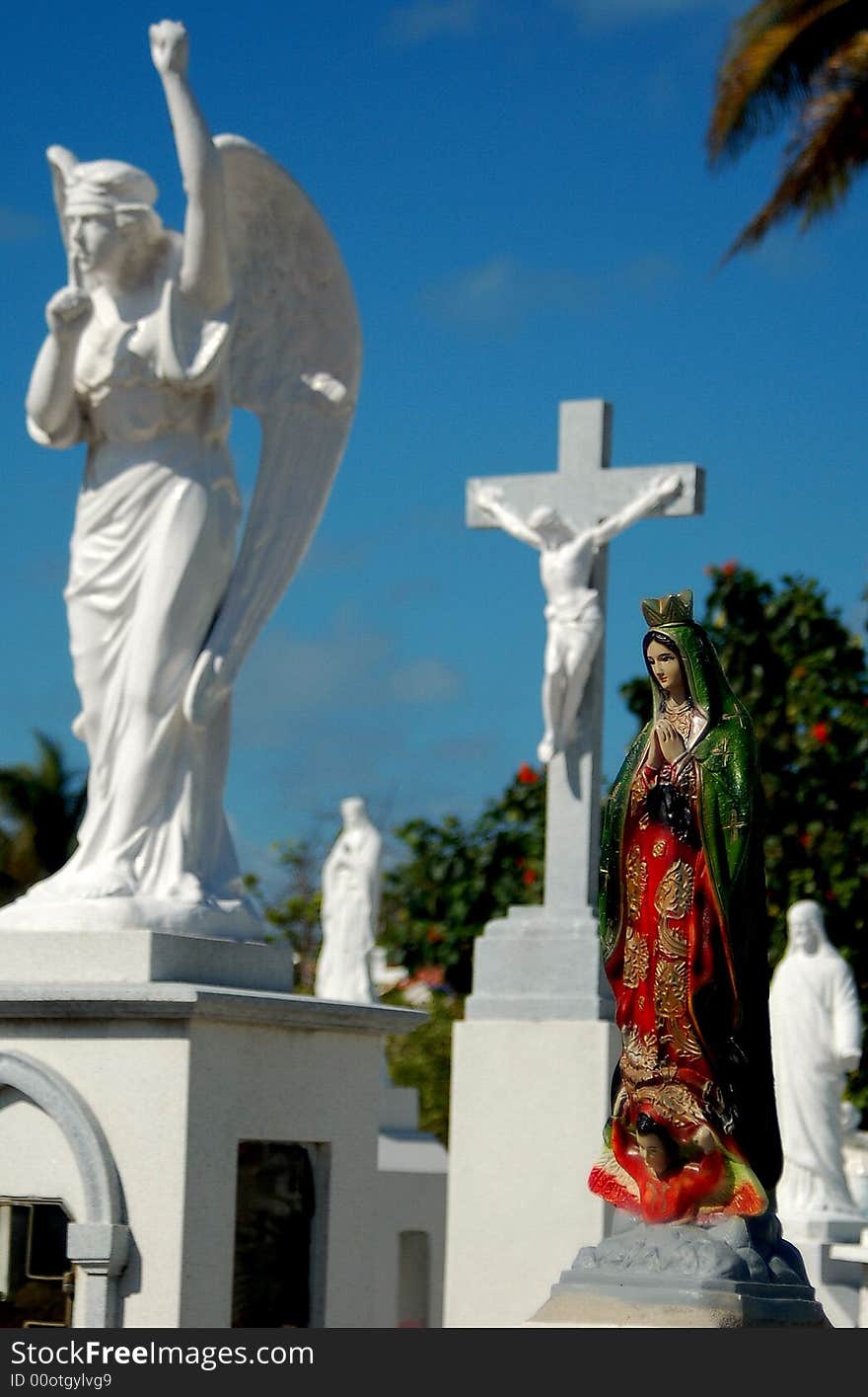 Cemetery statues on Isle Mujer, Mexico