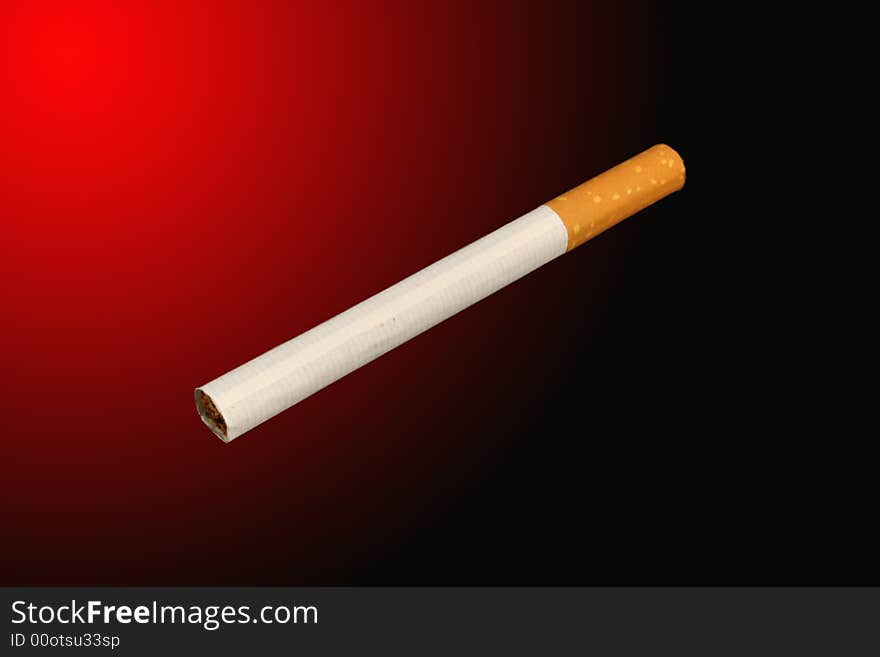 A Isolated Cigarette on a red and black background