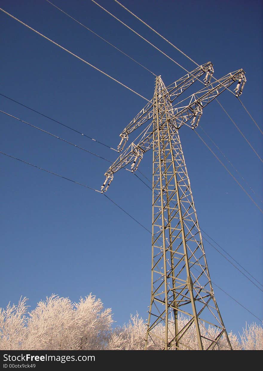 Transmission line during winter time