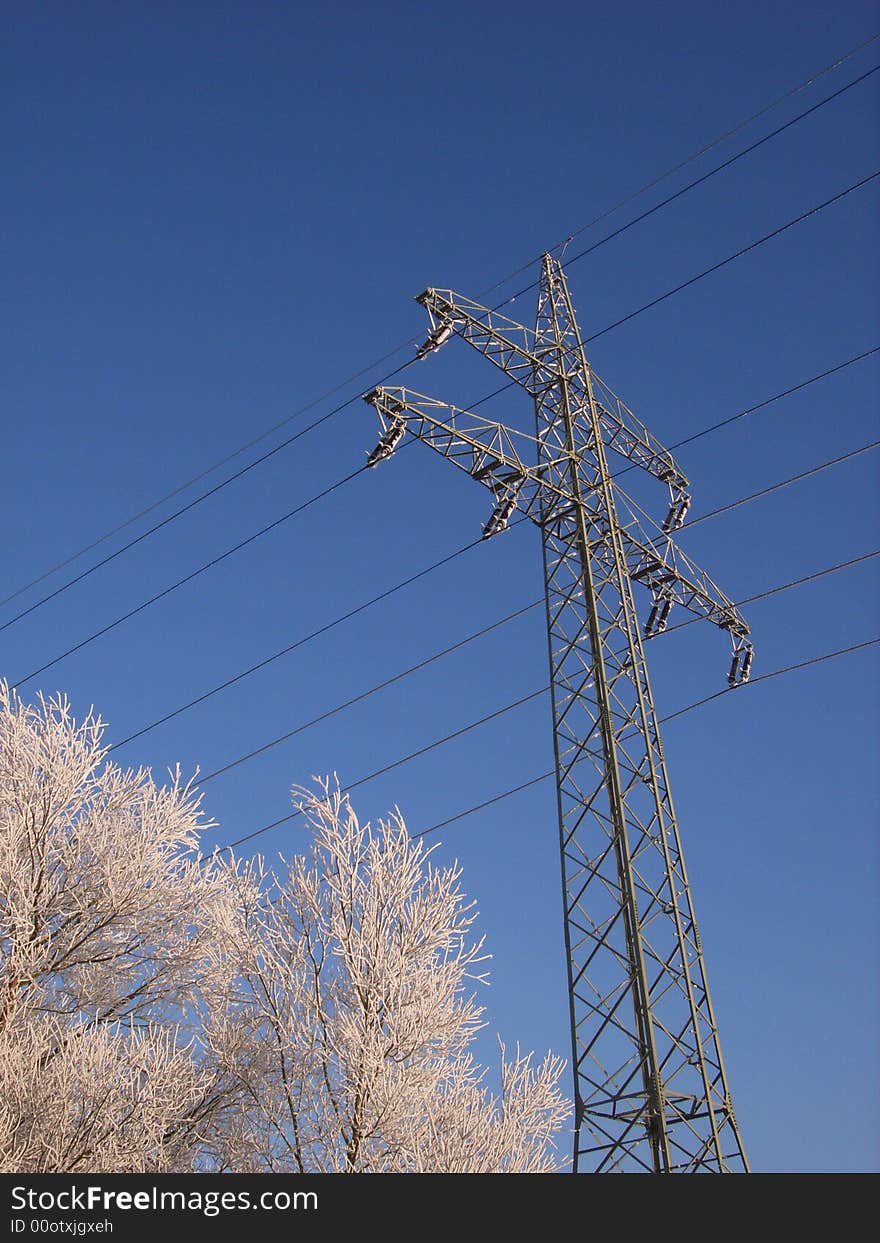 Transmission line during winter time