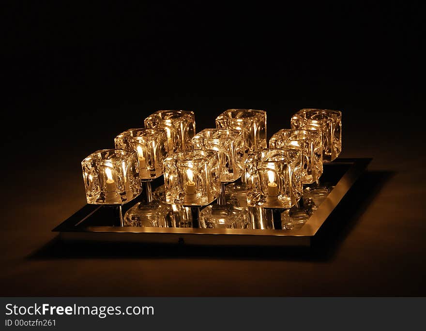 The square shone fixture consisting of nine lamps. The square shone fixture consisting of nine lamps