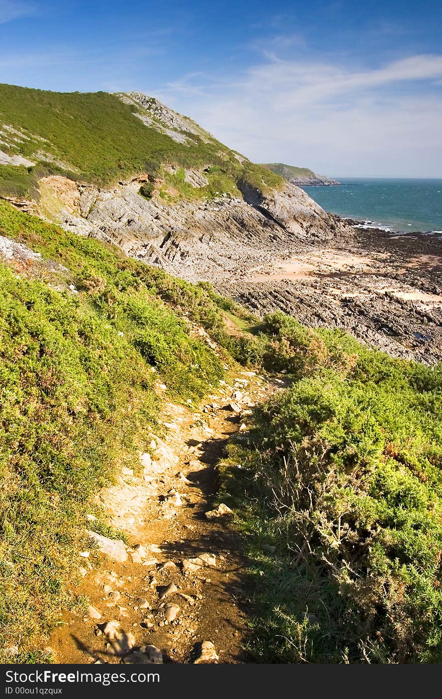 Coastline in South Wales on a beautiful sunny day