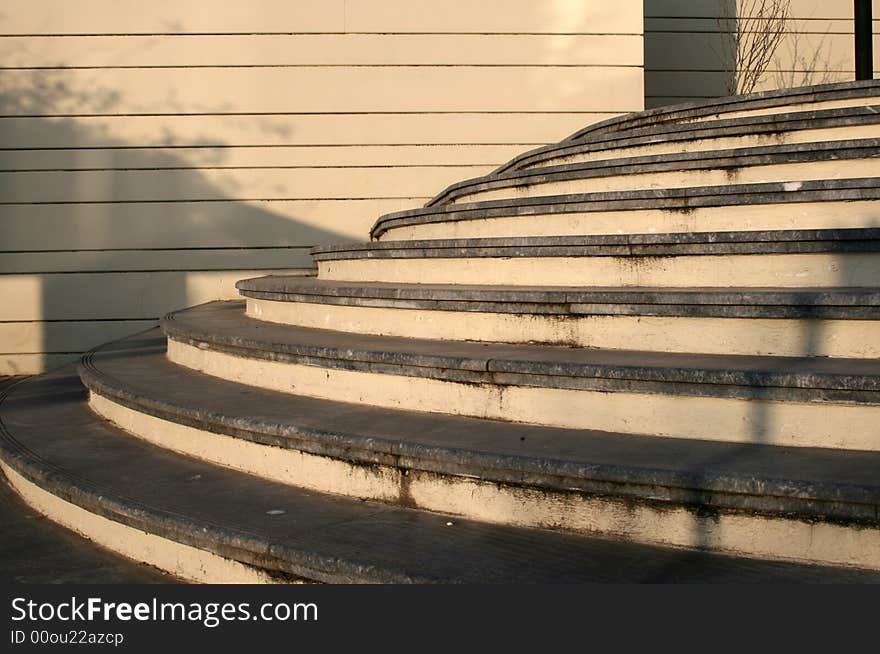 Outdoor big stone stairs under the sunlight. Outdoor big stone stairs under the sunlight