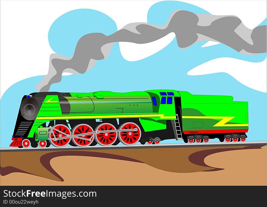 Vector scene of the locomotive