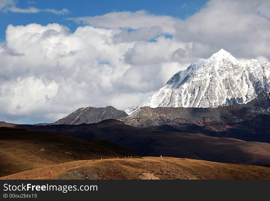 View the jokul from a desolate meadow.