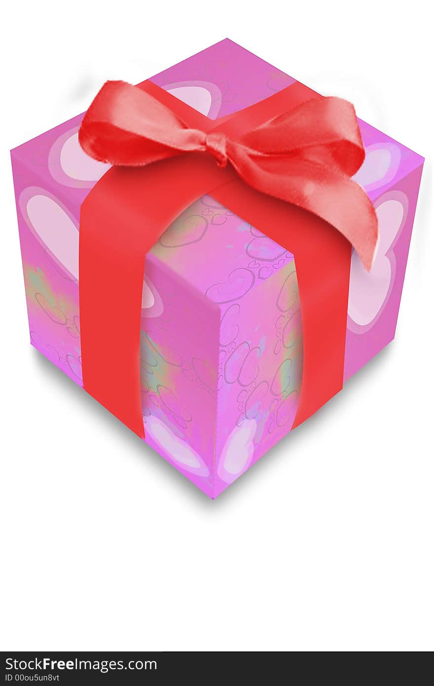 Various valentine hearts in many designs on a gift box. Various valentine hearts in many designs on a gift box