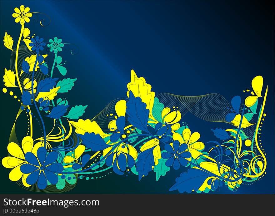 Blue and yellow flowers background