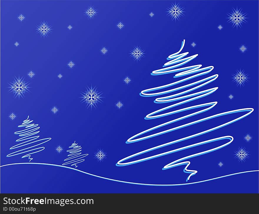 The image of background-with-tree-and-snowflakes. The image of background-with-tree-and-snowflakes