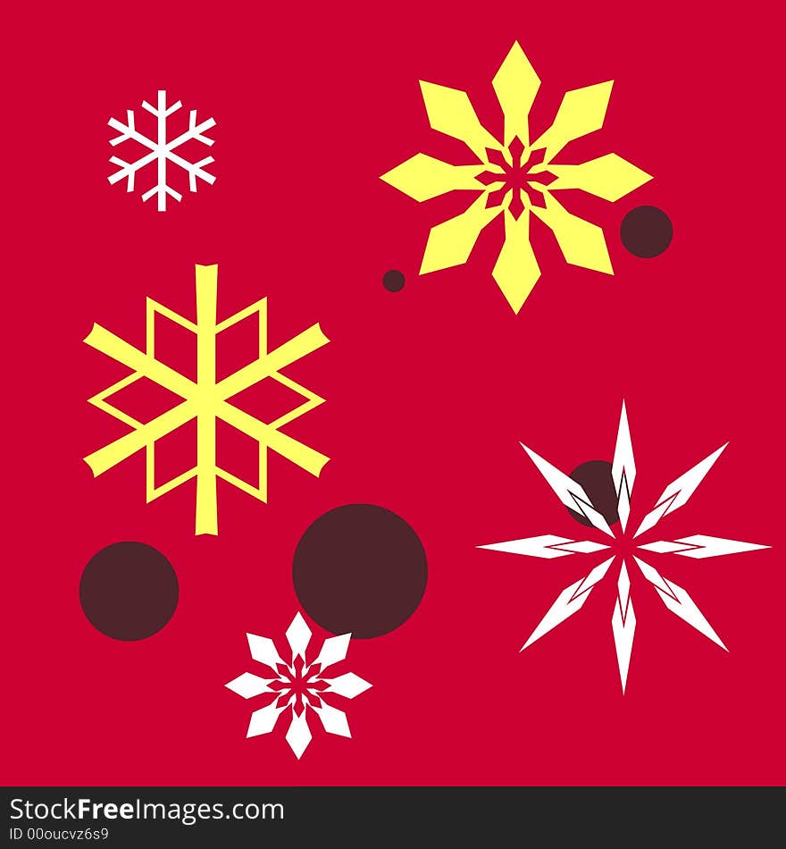 Colourful Snow Background - Snowflakes On A Red Background