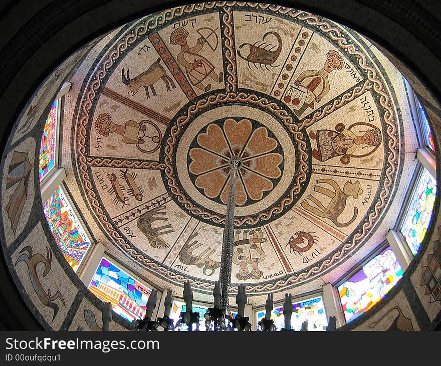 Work of art showing the map of life on the ceiling. Work of art showing the map of life on the ceiling