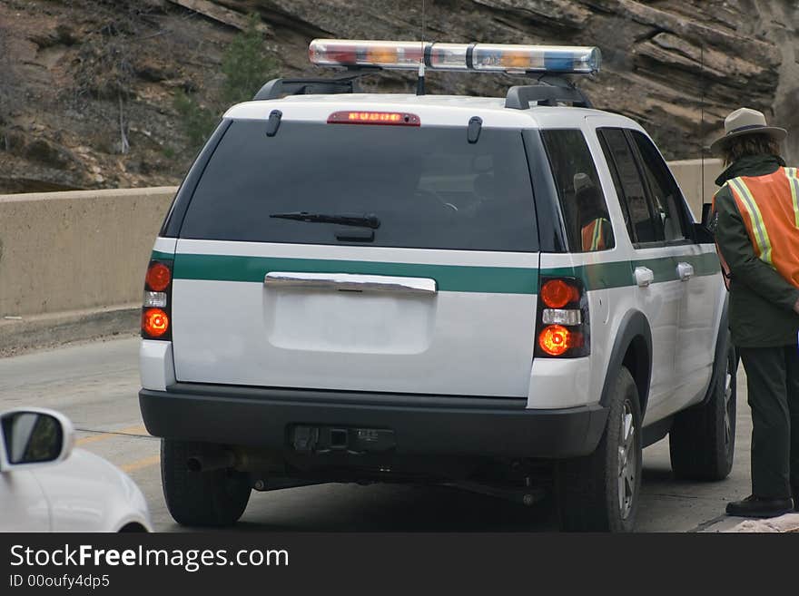 Ranger car in Zion National Park, Utah.