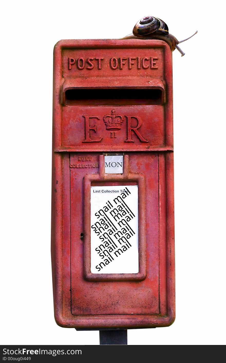 Old Rusty Red Post Box with Snail