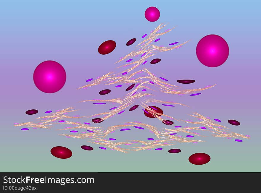 Abstract illustration of lines and balls, looks somewhat like decorated christmas tree. Abstract illustration of lines and balls, looks somewhat like decorated christmas tree.